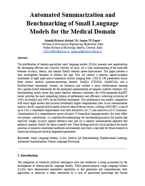 Automated Summarization and Benchmarking of Small Language Models for the Medical Domain